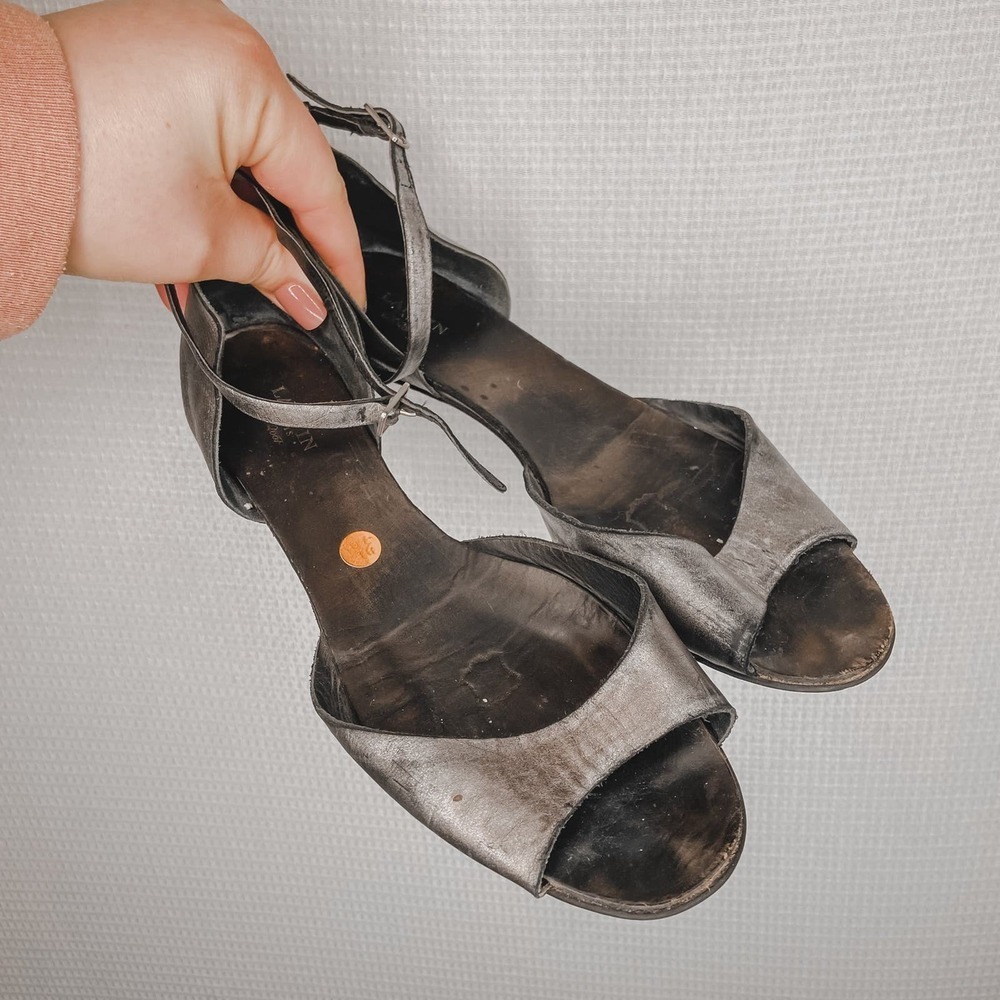 Lanvin Paris | Silver Black‎ Sandals Flats No size AUTH